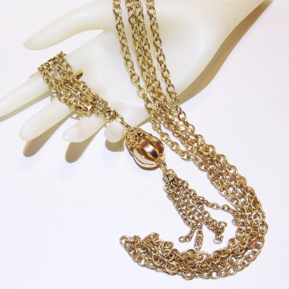 Vintage Double Chain 36" Necklace with 4" Tassel - Picture 3 of 3